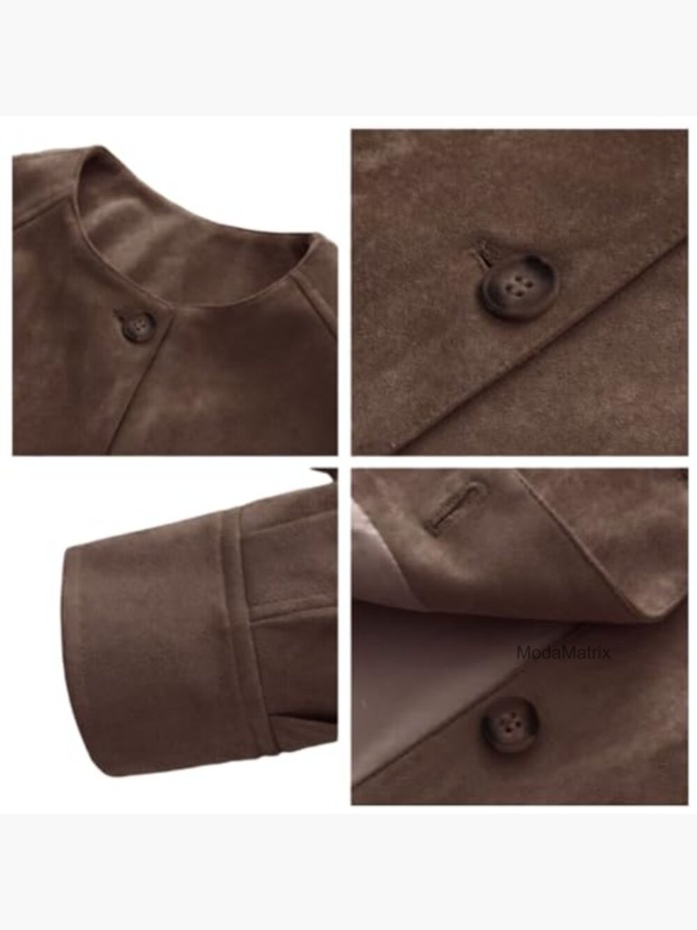 Oversized Faux Suede Button Jacket with Gathered Hem and Pockets - Picture 5 of 5